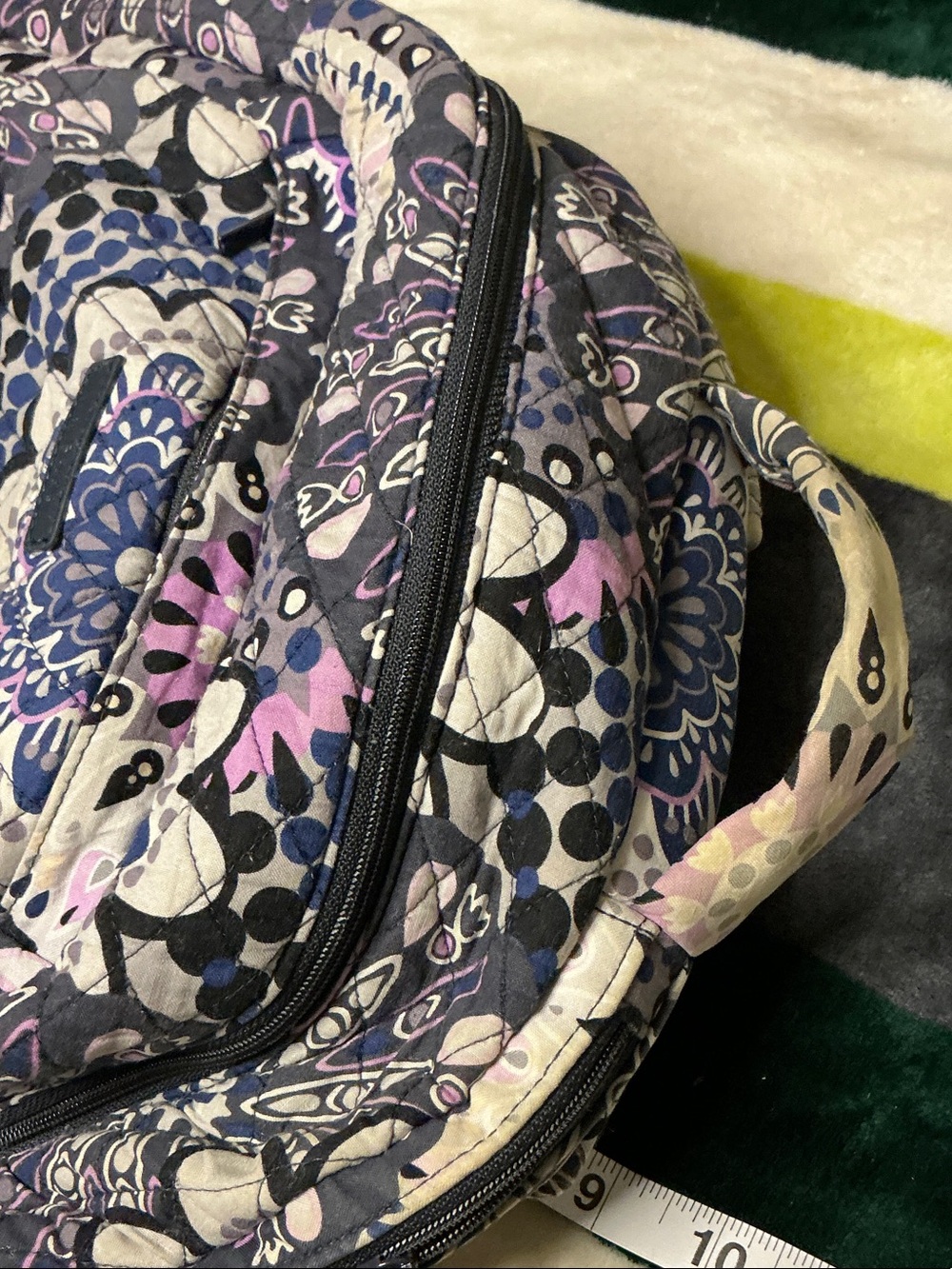 Vera Bradley Quilted Paisley Backpack and Cosmetic Case in Purple and Cream - Picture 11 of 16